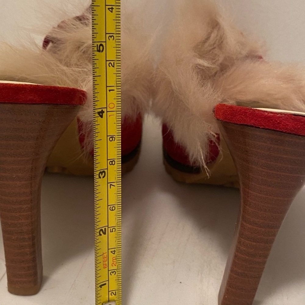{EUC} Coach Kristy Suede And Faux Fur Mules Heels Shoes Italy 8.5 - Picture 11 of 11